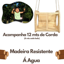 Balanço de Madeira Laqueada + 12 Metros de Corda Resistente - 4