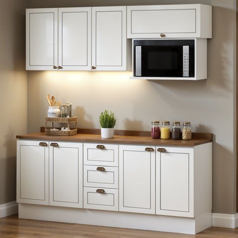 Cozinha Compacta Modulada com Nicho, Tampo e Rodapé 2m 9 Peças Friz Genialflex