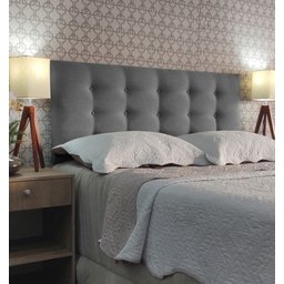 Cabeceira Casal Estofada Viena Linho Cinza 140 X 60 Rbl - 1
