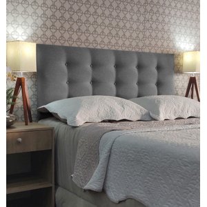 Cabeceira Casal Estofada Viena Linho Cinza 140 X 60 Rbl