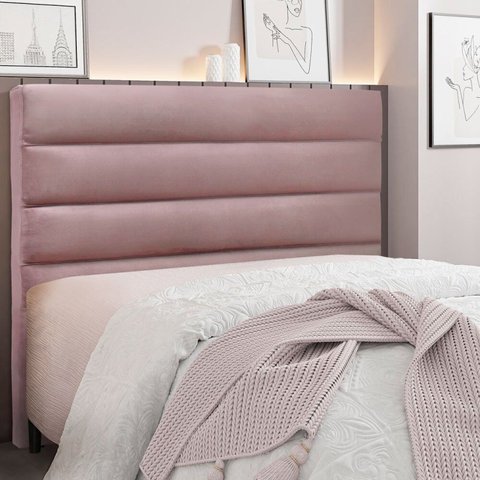 Cabeceira Solteiro 90cm Veludo La Itáliana Rosa