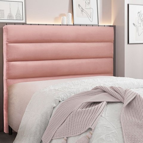 Cabeceira Solteiro 90cm Veludo La Itáliana Rosa