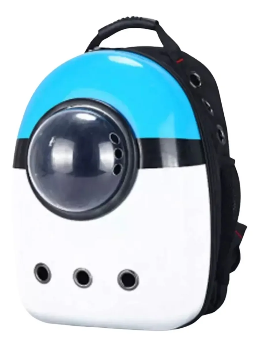 MOCHILA PARA TRANSPORTE PETS CÃES GATO CACHORRO:Azul/Branco