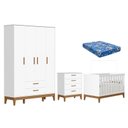 Ver imagem 1 de Quarto de Bebê Flip Guarda Roupa 4p Branco Acetinado com Colchão Ortobom - Reller