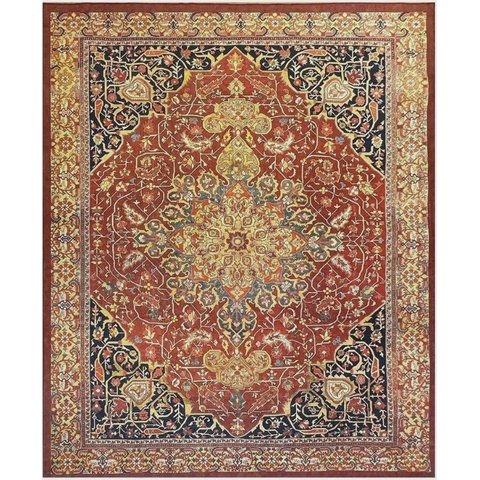 Tapete Sala 100x140 Classico Oriental Kashan Vermelho Preto
