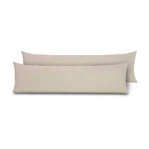 Kit 2 Fronhas para Travesseiro de Corpo Slim 1,50cm X 50cm - Bege - Microfibra 100% Poliéster