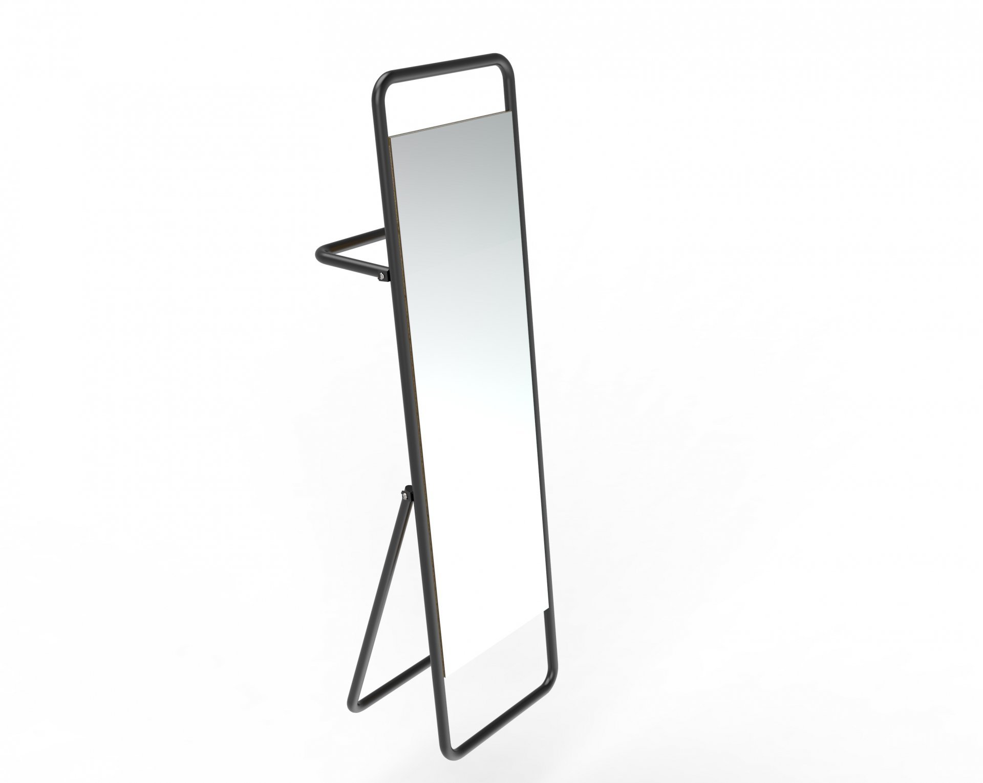 Espelho Decorativo De Chão Com Toalheiro Preto 1,50 X 40 cm
