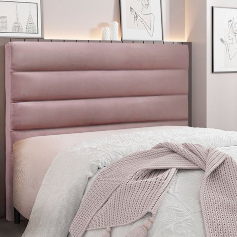 Cabeceira Casal 140cm Veludo La Itáliana Rosa