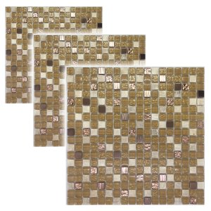 Kit 3 Unidades Pastilha de Vidro Cristal Bronze 30x30cm para Banheiro