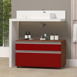 Gabinete Inferior 80cm 2 Gavetas Safira - Vinho - Vermelho - 1