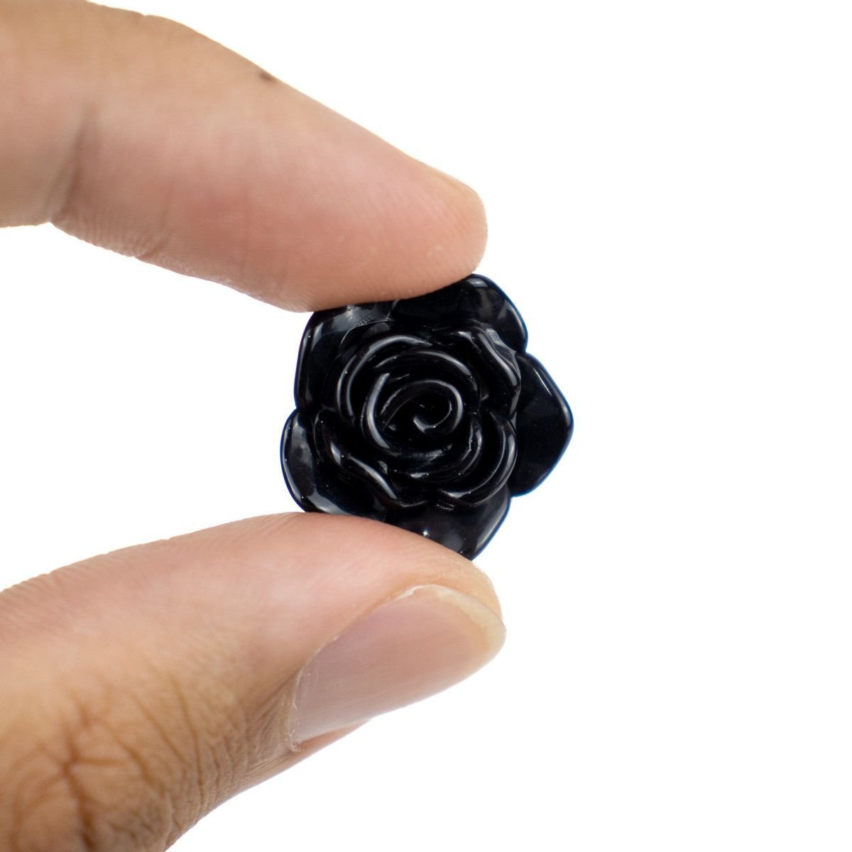 Kit C/6 Miçangas em Resina Flor Rosa Negra 2 Cm - 2