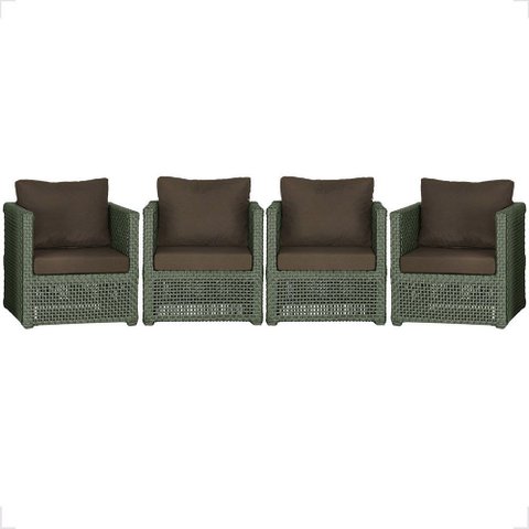 4 Poltronas Madri Alumínio Corda Náutica Estofado 9 Trama Original