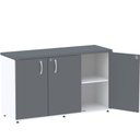 Ver imagem 2 de Armário Baixo Credenza PE25 Pandin 121,50 cm (largura) em MDP Cor Branco e Grafito com Três