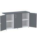 Ver imagem 3 de Armário Baixo Credenza PE25 Pandin 121,50 cm (largura) em MDP Cor Branco e Grafito com Três