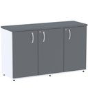 Ver imagem 1 de Armário Baixo Credenza PE25 Pandin 121,50 cm (largura) em MDP Cor Branco e Grafito com Três