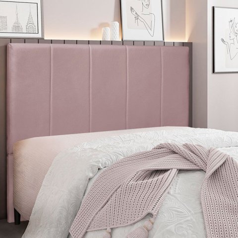 Cabeceira Casal 140cm Veludo Ravenna Rosa