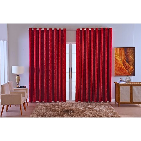 Cortina Jacquard Luxo em Tecido Semi Blackout Sala 2,70x1,80:bordo