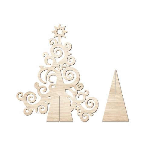 Árvore de Natal com Arabescos 25cmx30cm - Cria Arte Laser Madeira Clara