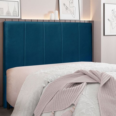 Cabeceira King 195cm Veludo Ravenna Azul