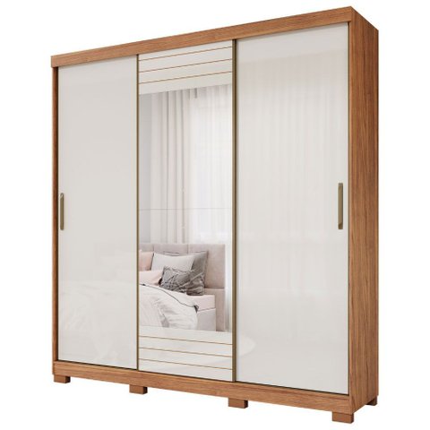 Guarda Roupa Ipanema 3 Portas Slide Glass 4 Gavetas Mdf