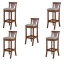 Ver imagem 1 de Kit 5 Banquetas Alta Madeira Maciça Pontes Linho Off White/Imbuia - Gran Belo