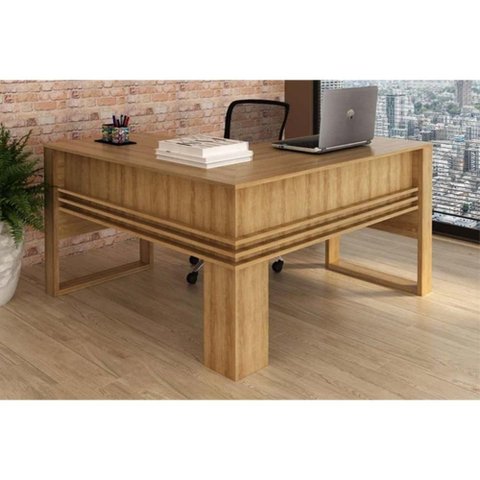 Mesa Canto P/ Escritório Canto Me4145 Amêndoa - Tecno Mobili