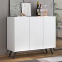 Ver imagem 1 de Aparador Buffet 3 Portas Retrô Veneza Multimóveis Mp1009 Branco/preto