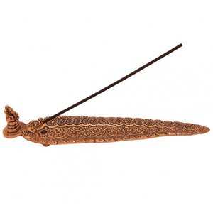 Incensário Metal Ganesha 23cm Folha Vareta Barra Indiano