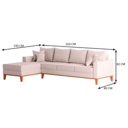 Sofá 4 Lugares Beny com Chaise Lado Esquerdo Linho Cru - 2