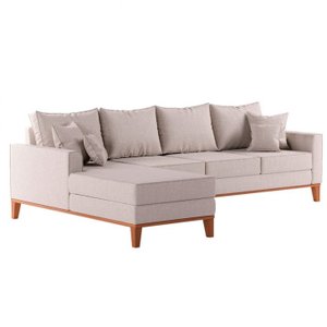 Sofá 4 Lugares Beny com Chaise Lado Esquerdo Linho Cru
