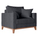 Ver imagem 2 de Kit Sofá 2 Lugares e 2 Poltronas Beny com Base de Madeira - Linho