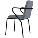 Ver imagem 4 de Kit 03 Cadeiras Estofada para Sala de Jantar com Braço Loft Preto C01 Linho Prata - Lyam Decor