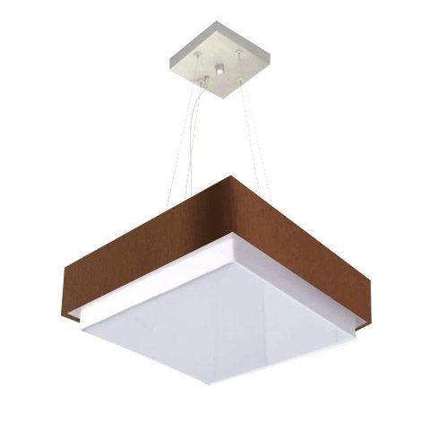 Lustre para Sala de Jantar Vivare Md-4404 Cúpula em Tecido 50x50cm Cor Café Bivolt