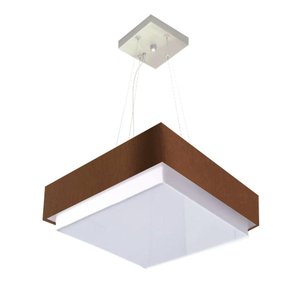 Lustre para Sala de Jantar Vivare Md-4404 Cúpula em Tecido 50x50cm Cor Café Bivolt