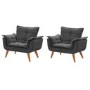 Ver imagem 1 de Kit 02 Poltronas Decorativas Opala Suede Grafite - SeLiga Shop