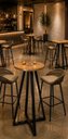 Ver imagem 5 de Mesa Bistrô Alta 60cm Redonda Madeira Maciça Ferro Área Restaurante Bar