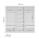 Ver imagem 4 de Guarda-roupa Casal Porto 3 Portas 4 Gavetas com Espelho Branco/azul - Politorno