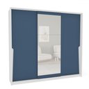Ver imagem 2 de Guarda-roupa Casal Porto 3 Portas 4 Gavetas com Espelho Branco/azul - Politorno