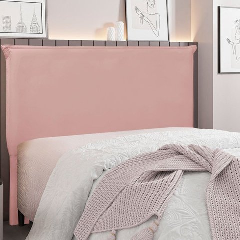 Cabeceira Casal 140cm Veludo Veneza Rosa