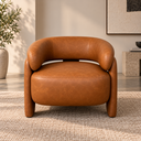 Ver mais imagens de Poltrona Curva Orgânica Moderna Corino Caramelo Sala Quarto Recepção Escritório Premium Luna Divani