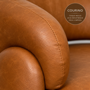 Ver imagem 2 de Poltrona Curva Orgânica Moderna Corino Caramelo Sala Quarto Recepção Escritório Premium Luna Divani