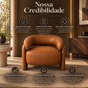 Ver imagem 5 de Poltrona Curva Orgânica Moderna Corino Caramelo Sala Quarto Recepção Escritório Premium Luna Divani