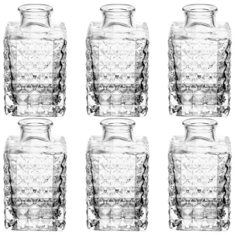 Kit 6 Vasos Vidro Quadrados Lyor 5x9cm Transparente Decorati