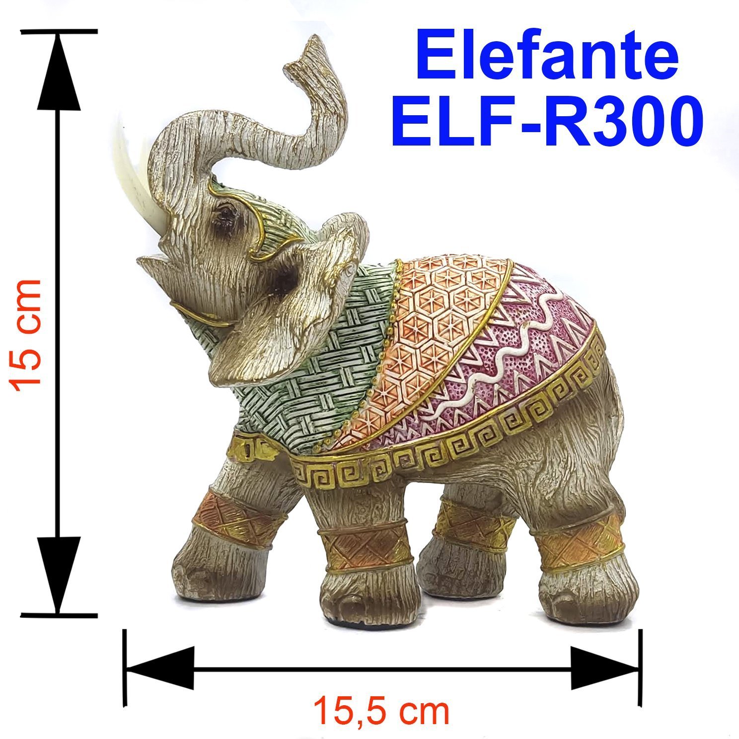 Elefante Decorativo Em Resina Indiano Sabedoria Sorte R300 - 2