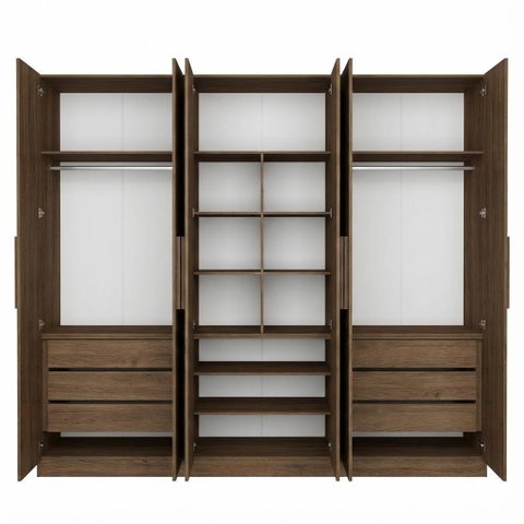 Guarda-roupa Modular 6 Portas 9 Gavetas 1013 Ilan Castanho
