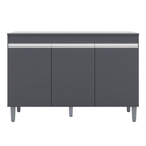 Balcão de Cozinha Manu com Tampo 120 Cm Cinza Fosco - Ajl