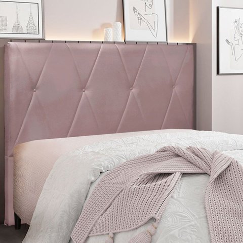 Cabeceira Queen 160cm Veludo Aquilla Rosa