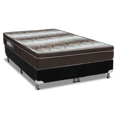 Cama Box Queen: Colchão Ortopédico Ortobom Light OrtoPillow + Base CRC Camurça Black(158x198)