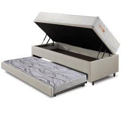 Bicama Box Baú Courino Linho 88x188 com Colchão Ecoline D33 Ecoflex - 5