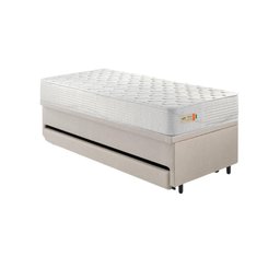 Bicama Box Baú Courino Linho 88x188 com Colchão Ecoline D33 Ecoflex - 4